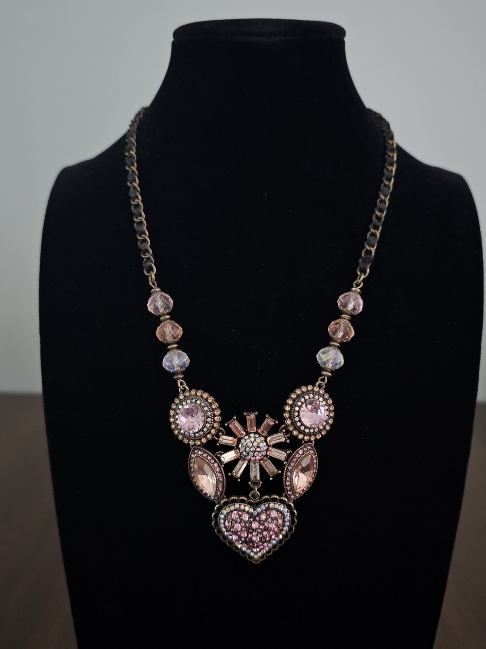Betsey Johnson Pave Crystal Heart Statement Necklace - Women Jewelry